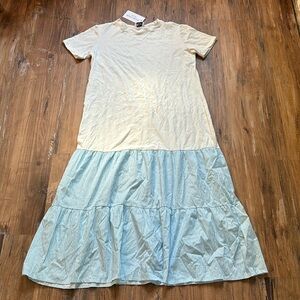 Johanna Paris White/Blue Maxi Dress